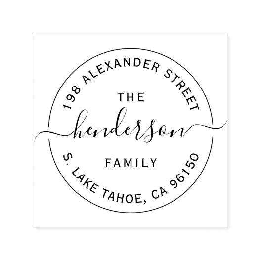 ラウンドロゴファミリ差出人住所の自動手書きスタンプ セルフインキングスタンプ (デザイン)