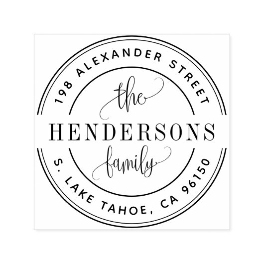 ラウンドロゴファミリ差出人住所 セルフインキングスタンプ (デザイン)