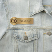 ラウンドロゴブラシ付きラジアルメタリック金ゴールド名タグ 名札 (インサイチュ)