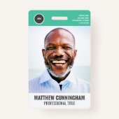 ラウンドロモダンゴ従業員の写真名バーコード バッジ (正面)