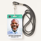 ラウンドロモダンゴ従業員の写真名バーコード バッジ (正面ランヤード)