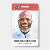 ラウンドロモダンゴ従業員の写真名バーコード バッジ (正面)