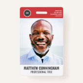 ラウンドロモダンゴ従業員の写真名バーコード バッジ (正面)