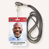 ラウンドロモダンゴ従業員の写真名バーコード バッジ (正面ランヤード)