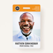 ラウンドロモダンゴ従業員の写真名バーコード バッジ (正面)