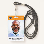 ラウンドロモダンゴ従業員の写真名バーコード バッジ (正面ランヤード)