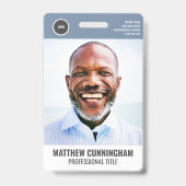 ラウンドロモダンゴ従業員の写真名バーコード バッジ (正面)