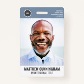 ラウンドロモダンゴ従業員の写真名バーコード バッジ (正面)