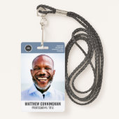 ラウンドロモダンゴ従業員の写真名バーコード バッジ (正面ランヤード)