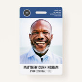 ラウンドロモダンゴ従業員の写真名バーコード バッジ (正面)