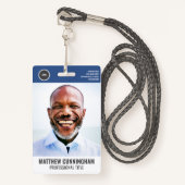 ラウンドロモダンゴ従業員の写真名バーコード バッジ (正面ランヤード)