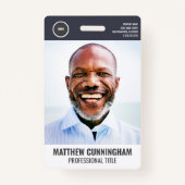 ラウンドロモダンゴ従業員の写真名バーコード バッジ (正面)