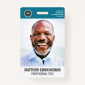 ラウンドロモダンゴ従業員の写真名バーコード バッジ (正面)