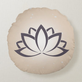 ラウンドロータスシンボル装飾用クッションブラックアンドタン ラウンドクッション