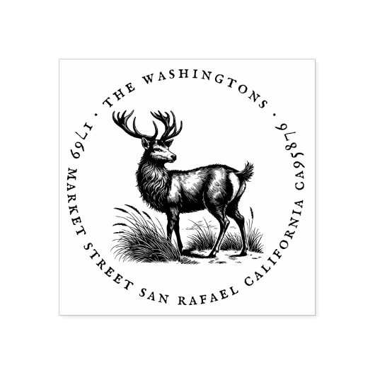 ラウンドヴィンテージディアファミリー名差出人住所 ラバースタンプ (インプリント)