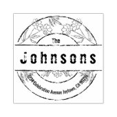 ラウンドヴィンテージフローラファミリ名差出人住所 ラバースタンプ (インプリント)