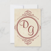 ラウンドヴィンテージ日付の保存 招待状 (裏面)