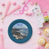 ラウンド写真の海ショアブルーシー40誕生日 ペーパープレート (パーティー)