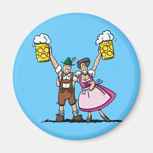 ラウンド冷蔵庫用マグネットビールカップル マグネット (正面)