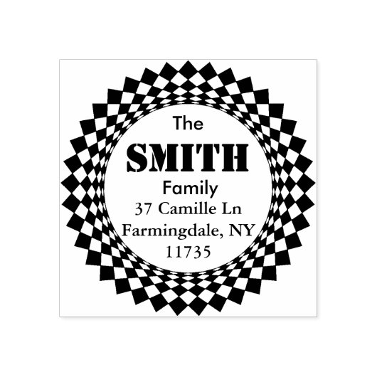 ラウンド名とアドレスのスタンプ ラバースタンプ (インプリント)