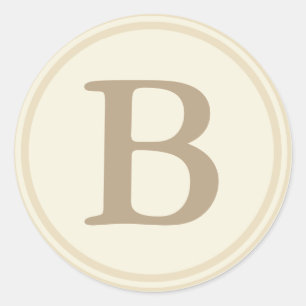 ラウンド封筒用シールとモノグラム – クリーム&ベージュ色 ラウンドシール