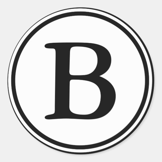 ラウンド封筒用シールとモノグラム – 白黒 ラウンドシール (正面)