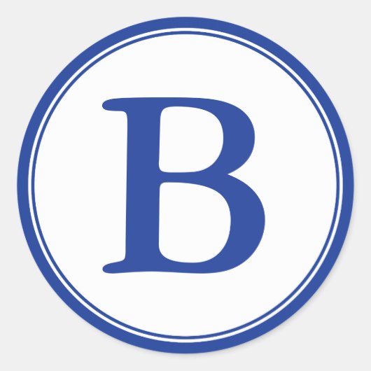 ラウンド封筒用シールとモノグラム – 青と白 ラウンドシール (正面)