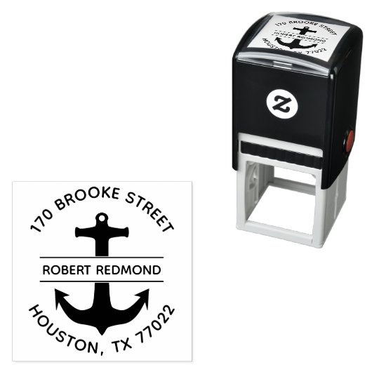 ラウンド差出人住所いかりスタンプ自己インク セルフインキングスタンプ (インサイチュ)