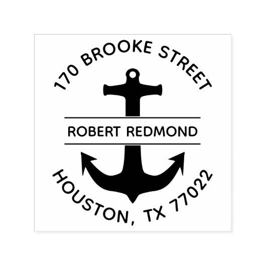 ラウンド差出人住所いかりスタンプ自己インク セルフインキングスタンプ (デザイン)