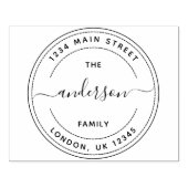 ラウンド差出人住所ラウンドファミリー名大 ラバースタンプ (インプリント)