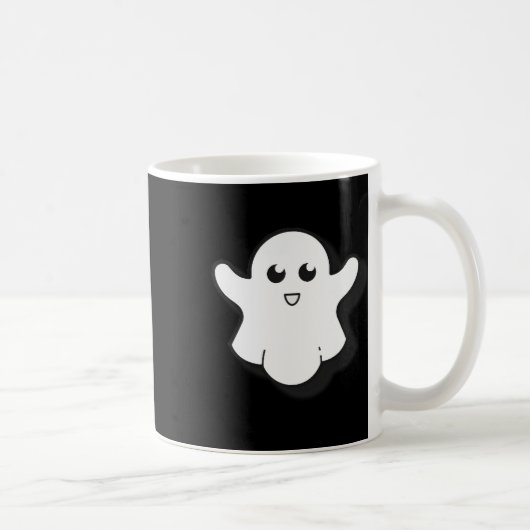 ラウンド幽霊キュート幽霊ハロウィンシーズン不気味 コーヒーマグカップ (右)