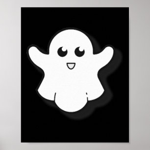ラウンド幽霊キュート幽霊ハロウィンシーズン不気味 ポスター