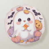 ラウンド幽霊ハロウィン不気味枕 – かわいいデコ ラウンドクッション (裏面)