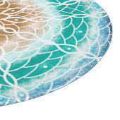 ラウンド海波ティール（緑がかった色）とターコイズ曼荼羅 カッティングボード (角)