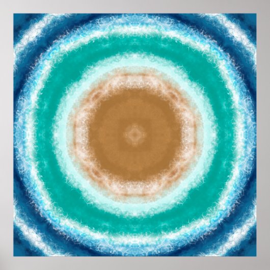 ラウンド海波ティール(緑がかった色)とターコイズ ポスター (正面)