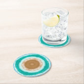 ラウンド海波ティール（緑がかった色）とターコイズ ラウンドペーパーコースター (インサイチュ)