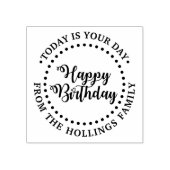 ラウンド渦巻形のハッピーバースデースクリプトのグリーティング#1 ラバースタンプ (インプリント)