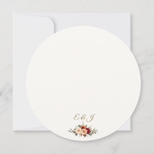 ラウンド秋の結婚式日付カードの保存 セーブザデート (裏面)