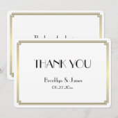 ラウンド素晴らしギャツビーアールデコ結婚金ゴールドありがとう サンキューカード (正面/裏面)