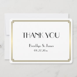 ラウンド素晴らしギャツビーアールデコ結婚金ゴールドありがとう サンキューカード