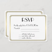 ラウンド素晴らしギャツビーアールデコ金ゴールド結婚式RSVPカード 出欠カード (正面/裏面)