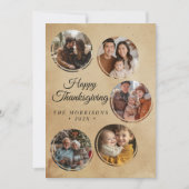 ラウンド素朴コラージュ5枚の写真ハッピー感謝祭 シーズンカード (正面)