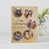ラウンド素朴コラージュ5枚の写真ハッピー感謝祭 シーズンカード (スタンド正面)