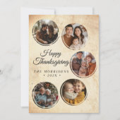 ラウンド素朴コラージュ5枚フォトハッピー感謝祭 シーズンカード (正面)