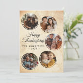 ラウンド素朴コラージュ5枚フォトハッピー感謝祭 シーズンカード (スタンド正面)