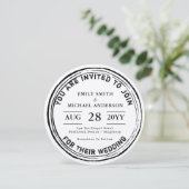 ラウンド素朴結婚式招待状インクスタンプ写真 招待状 (スタンド正面)