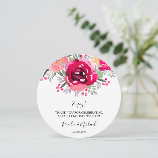 ラウンド結婚ズディナープレートフローラありがとう (スタンド正面)