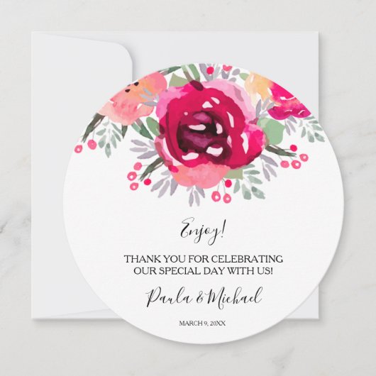 ラウンド結婚ズディナープレートフローラありがとう (正面)