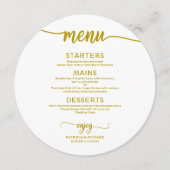 ラウンド結婚メニューシンプル金ゴールドエレガント書 メニュー (正面)