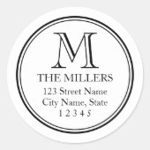 ラウンド編集可能バックグラウンド名モノグラムアドレス ラウンドシール (正面)